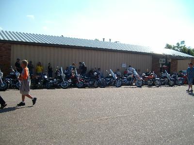 Motorcycles line the street at Chapman Days