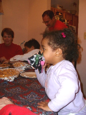 Amelia with Leanne, Ellis and Don in the background